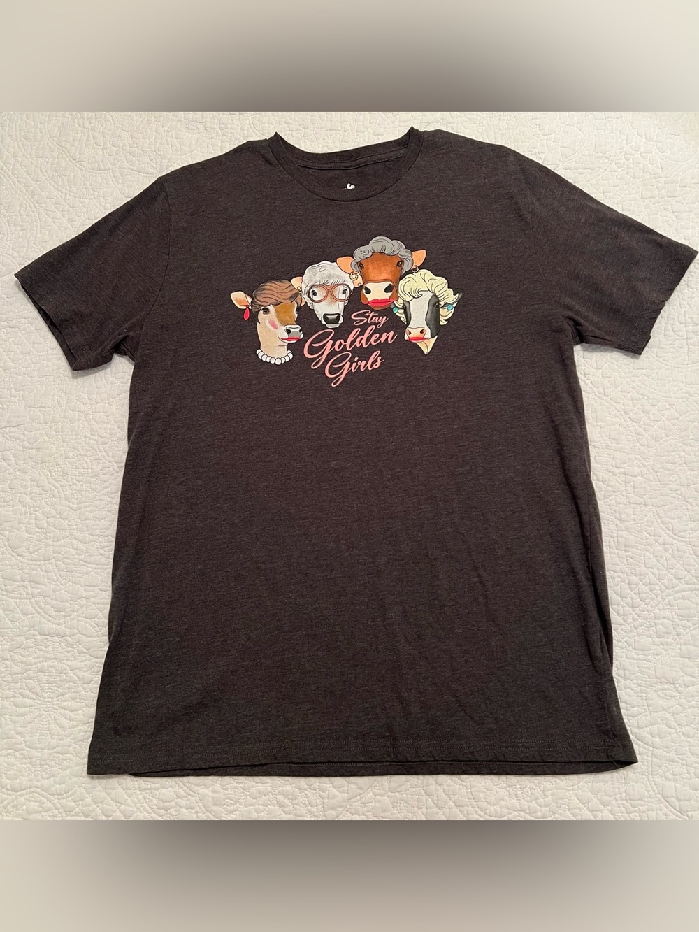 Stay Golden Girls Cow Tee Size Large Grey